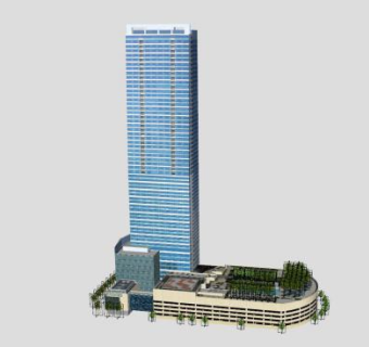 四季酒店大厦建筑SU模型下载_sketchup草图大师SKP模型