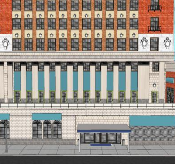 市中心皇宫酒店建筑SU模型下载_sketchup草图大师SKP模型
