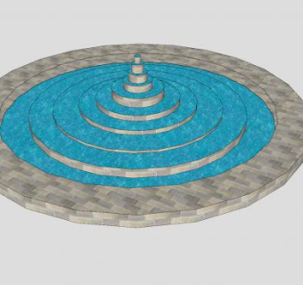 简易塔型水景喷泉SU模型下载_sketchup草图大师SKP模型