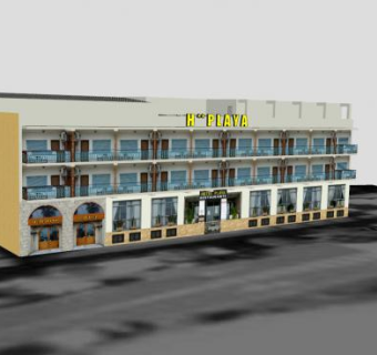海滩酒店建筑SU模型下载_sketchup草图大师SKP模型