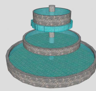 三层流水喷泉SU模型下载_sketchup草图大师SKP模型