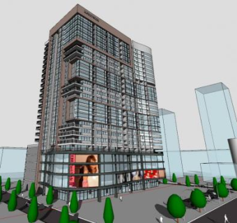 商业五星级酒店建筑SU模型下载_sketchup草图大师SKP模型