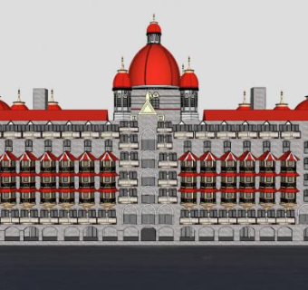 泰姬陵皇宫酒店建筑SU模型下载_sketchup草图大师SKP模型
