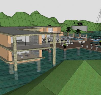海上小旅馆酒店SU模型下载_sketchup草图大师SKP模型