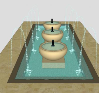 陶瓷缸方形跳泉SU模型下载_sketchup草图大师SKP模型