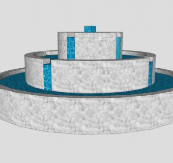 圆形十字流水喷泉SU模型下载_sketchup草图大师SKP模型