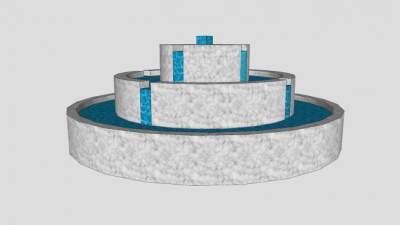 圆形十字流水喷泉SU模型下载_sketchup草图大师SKP模型