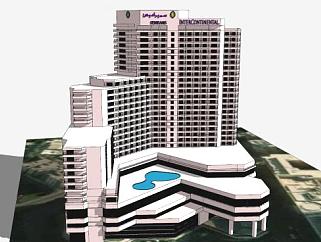 塞米勒米斯洲际酒店建筑SU模型下载_sketchup草图大师SKP模型
