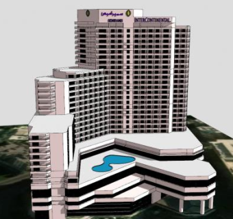 塞米勒米斯洲际酒店建筑SU模型下载_sketchup草图大师SKP模型