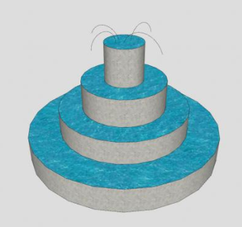 简易四层流水喷泉建筑SU模型下载_sketchup草图大师SKP模型