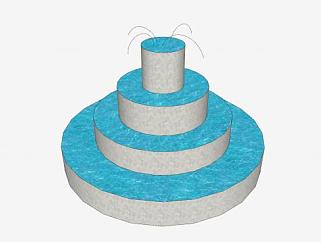 简易四层流水喷泉建筑SU模型下载_sketchup草图大师SKP模型