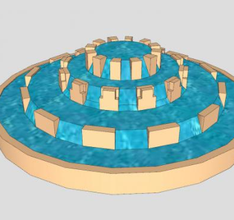 齿轮式流水喷泉SU模型下载_sketchup草图大师SKP模型