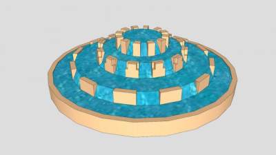 齿轮式流水喷泉SU模型下载_sketchup草图大师SKP模型