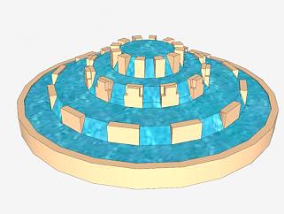 齿轮式流水喷泉SU模型下载_sketchup草图大师SKP模型