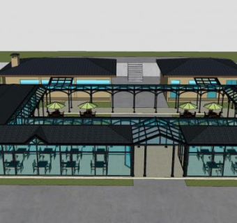 餐厅阳光房酒店建筑SU模型下载_sketchup草图大师SKP模型