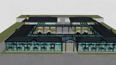 餐厅阳光房酒店建筑SU模型下载_sketchup草图大师SKP模型