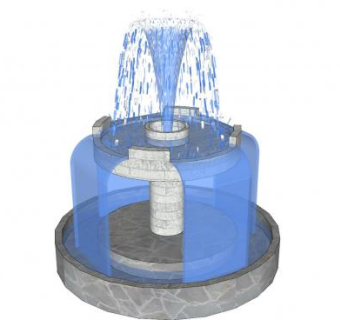 欧式花柱喷泉水池SU模型下载_sketchup草图大师SKP模型
