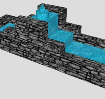 中式庭院园艺流水喷泉SU模型下载_sketchup草图大师SKP模型