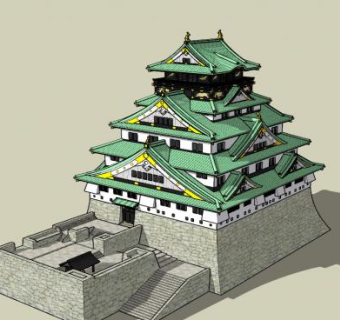 日本城堡建筑SU模型下载_sketchup草图大师SKP模型