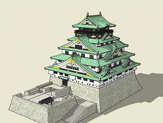 日本<em>城堡</em>建筑SU模型下载_sketchup草图大师SKP模型