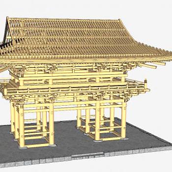 长保寺大门古建筑SU模型下载_sketchup草图大师SKP模型