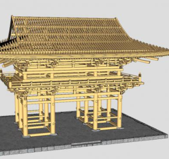 长保寺大门古建筑SU模型下载_sketchup草图大师SKP模型