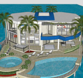 度假屋建筑SU模型下载_sketchup草图大师SKP模型