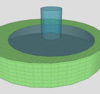 简易绿色喷泉水池SU模型下载_sketchup草图大师SKP模型