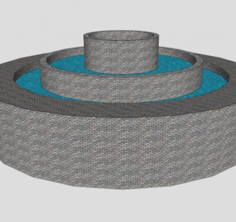 水循环的喷泉水池SU模型下载_sketchup草图大师SKP模型