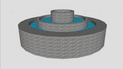 水循环的喷泉水池SU模型下载_sketchup草图大师SKP模型