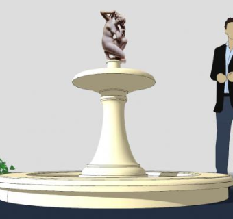 古希腊人雕塑欧式喷泉SU模型下载_sketchup草图大师SKP模型