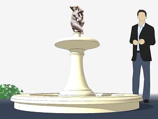 古希腊人雕塑欧式喷泉SU模型下载_sketchup草图大师SKP模型