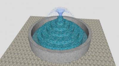 喷水池圆形喷泉SU模型下载_sketchup草图大师SKP模型