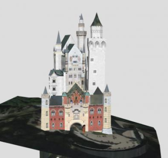 新天鹅堡皇家河建筑SU模型下载_sketchup草图大师SKP模型