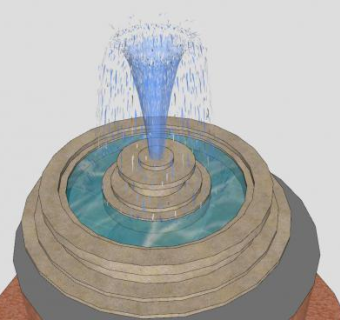 欧式庭院喷泉水池SU模型下载_sketchup草图大师SKP模型