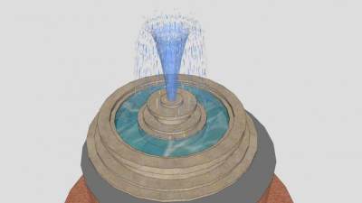 欧式庭院喷泉水池SU模型下载_sketchup草图大师SKP模型