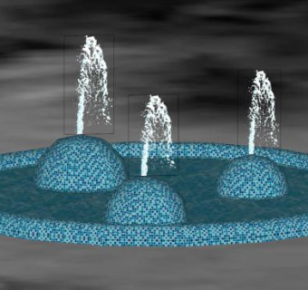 马赛克瓷砖喷喷泉水池SU模型下载_sketchup草图大师SKP模型