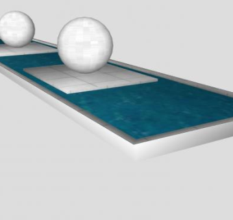 广场圆形瓷砖观景水池SU模型下载_sketchup草图大师SKP模型