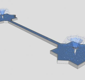 双子对称八角星喷泉SU模型下载_sketchup草图大师SKP模型