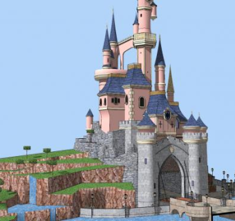 睡美人城堡乐园建筑SU模型下载_sketchup草图大师SKP模型