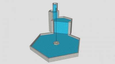 六边形喷泉SU模型下载_sketchup草图大师SKP模型