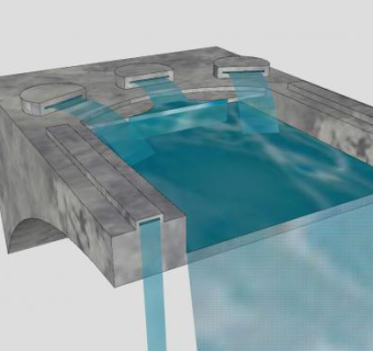 室内壁式流水喷泉SU模型下载_sketchup草图大师SKP模型