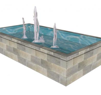 现代喷泉水池SU模型下载_sketchup草图大师SKP模型