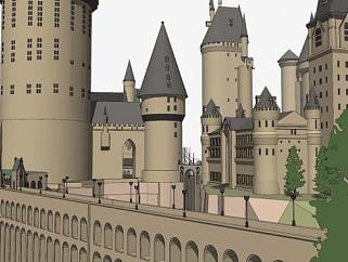 霍格沃茨城堡建筑SU模型下载_sketchup草图大师SKP模型