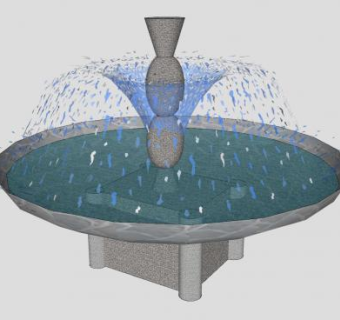 中式园林小品喷泉SU模型下载_sketchup草图大师SKP模型