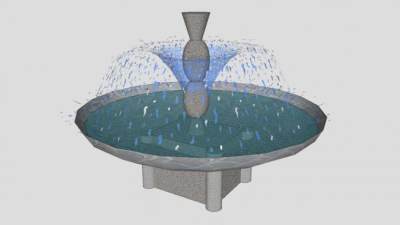 中式园林小品喷泉SU模型下载_sketchup草图大师SKP模型