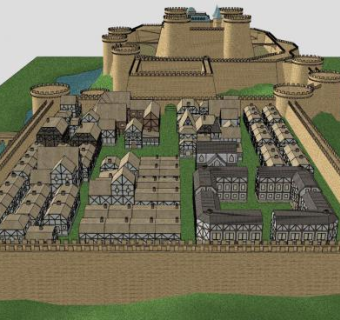 河岭城堡酒店建筑SU模型下载_sketchup草图大师SKP模型