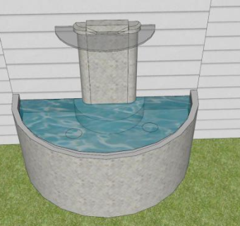 半壁式流水喷泉SU模型下载_sketchup草图大师SKP模型