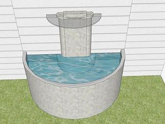 半壁式流水喷泉SU模型下载_sketchup草图大师SKP模型