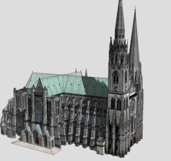 圣母院古建筑SU模型下载_sketchup草图大师SKP模型